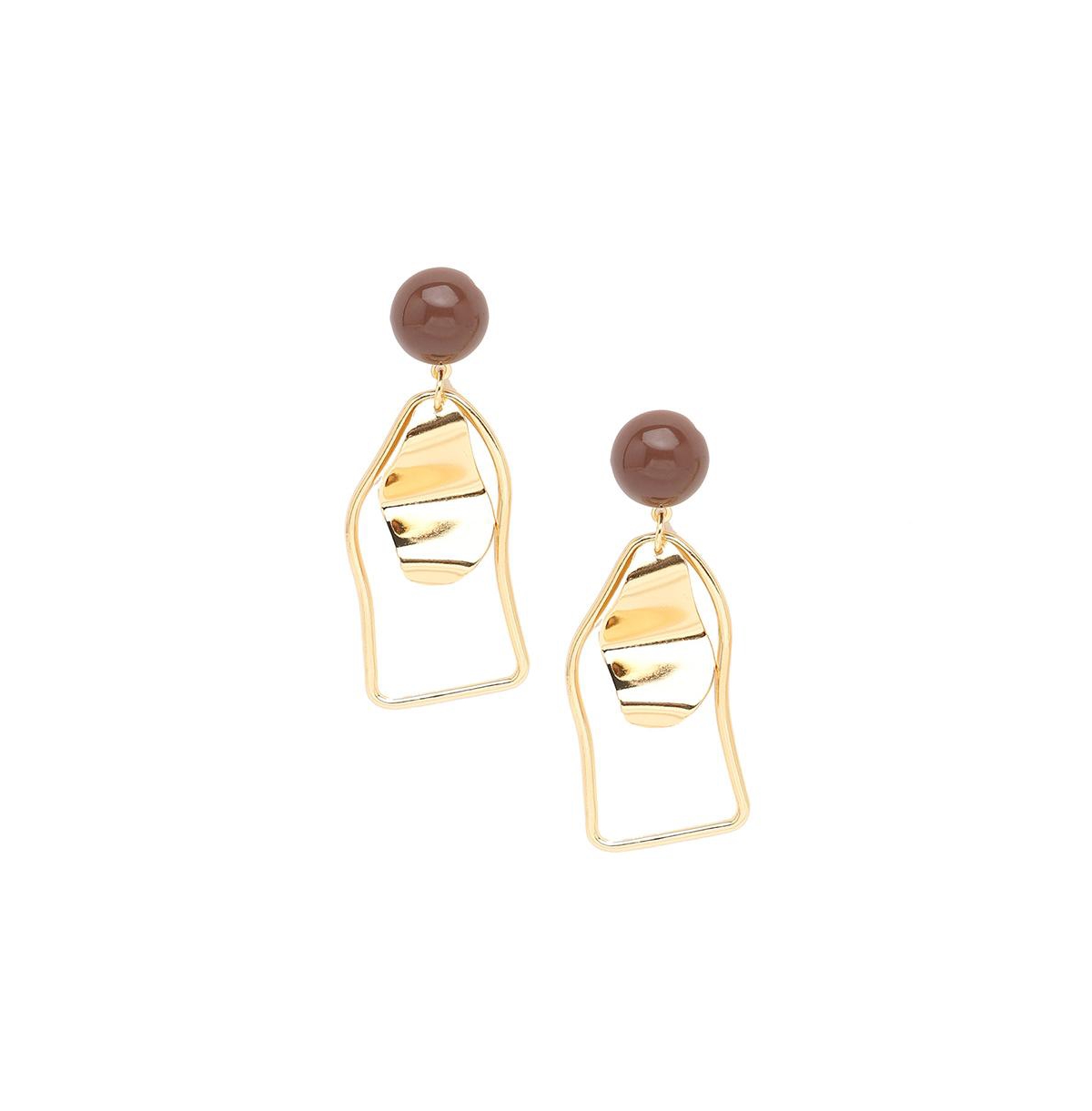 Women's Silver Ripple Drop Earrings - Gold