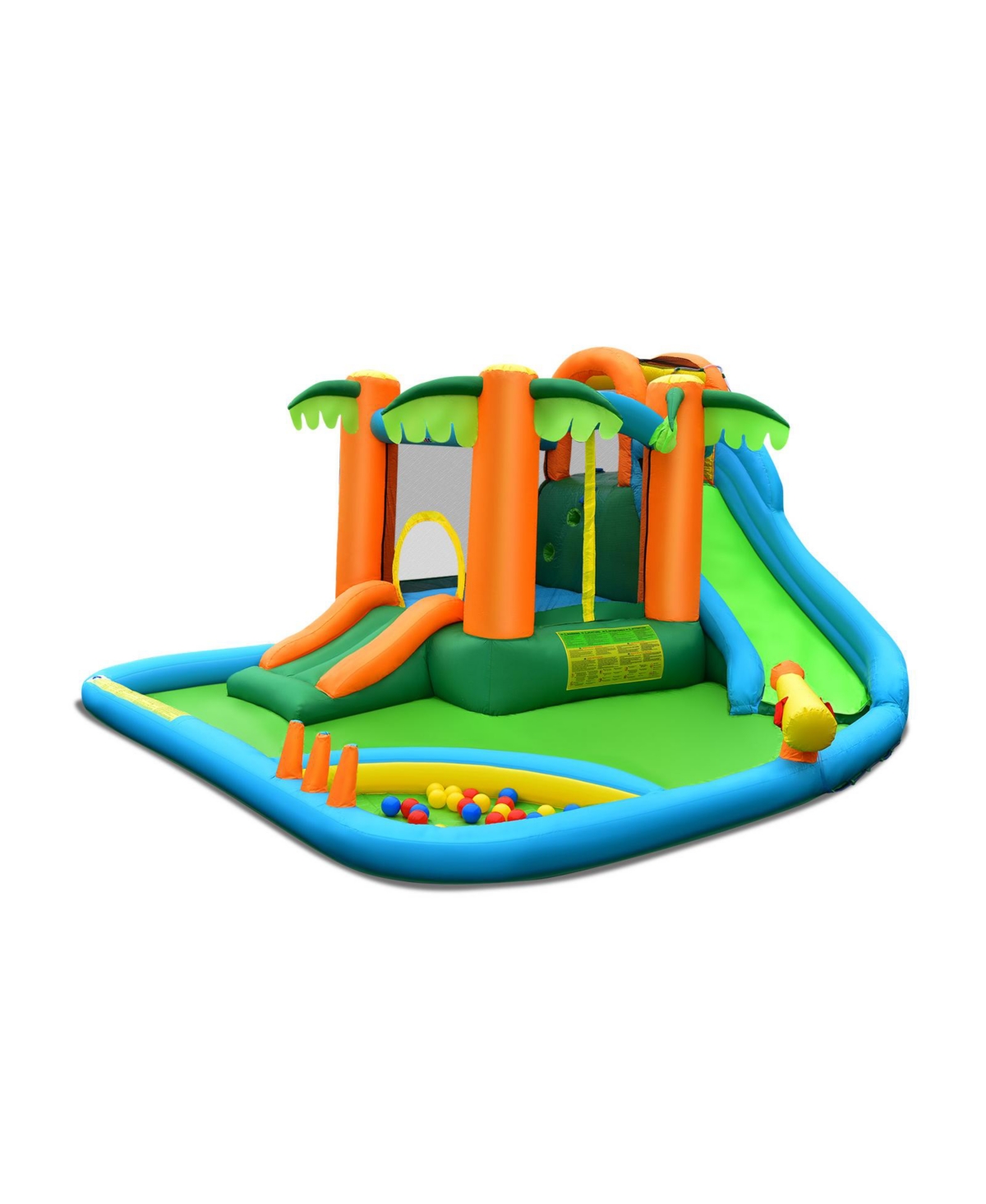 Inflatable Water Slide Park with Upgraded Handrail without Blower - Green