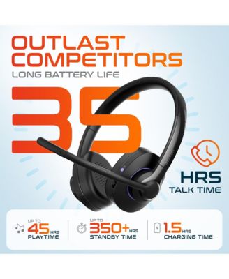 60X Wireless Headset with Noise Cancelling Microphone for Work, Bluetooth Headset for Calls with USB Dongle, Specially Designed for MS Team, Meet, Slack, Office Headset for Work