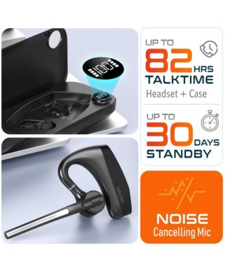Wireless Headset, Bluetooth Earpiece with Noise Canceling Microphone, Battery Display Charging Case USB Dongle for PC/Laptop/Mac/Phones, Compatible with MS Teams, Google Meet, and More - Black
