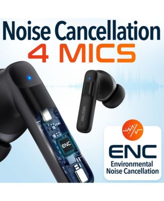 T50 Wireless Earbuds with 4 ENC Microphones, Noise Cancelling Earbuds Wireless, Compatible with Windows/Mac/PC/Laptops/Phones, Black