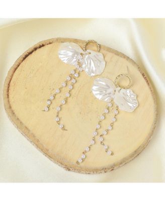 Women's White  Shell Drop Earrings