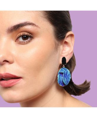 Women's Textured Oval Drop Earrings