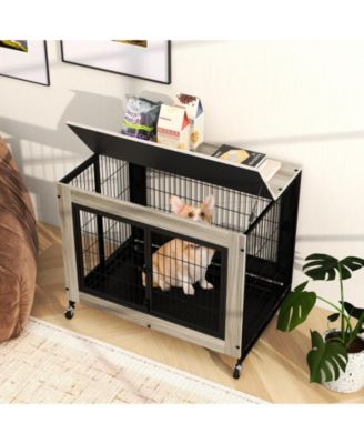 Industrial Dog Kennel with Flip-up Top 3 Lockable Doors and Removable Tray