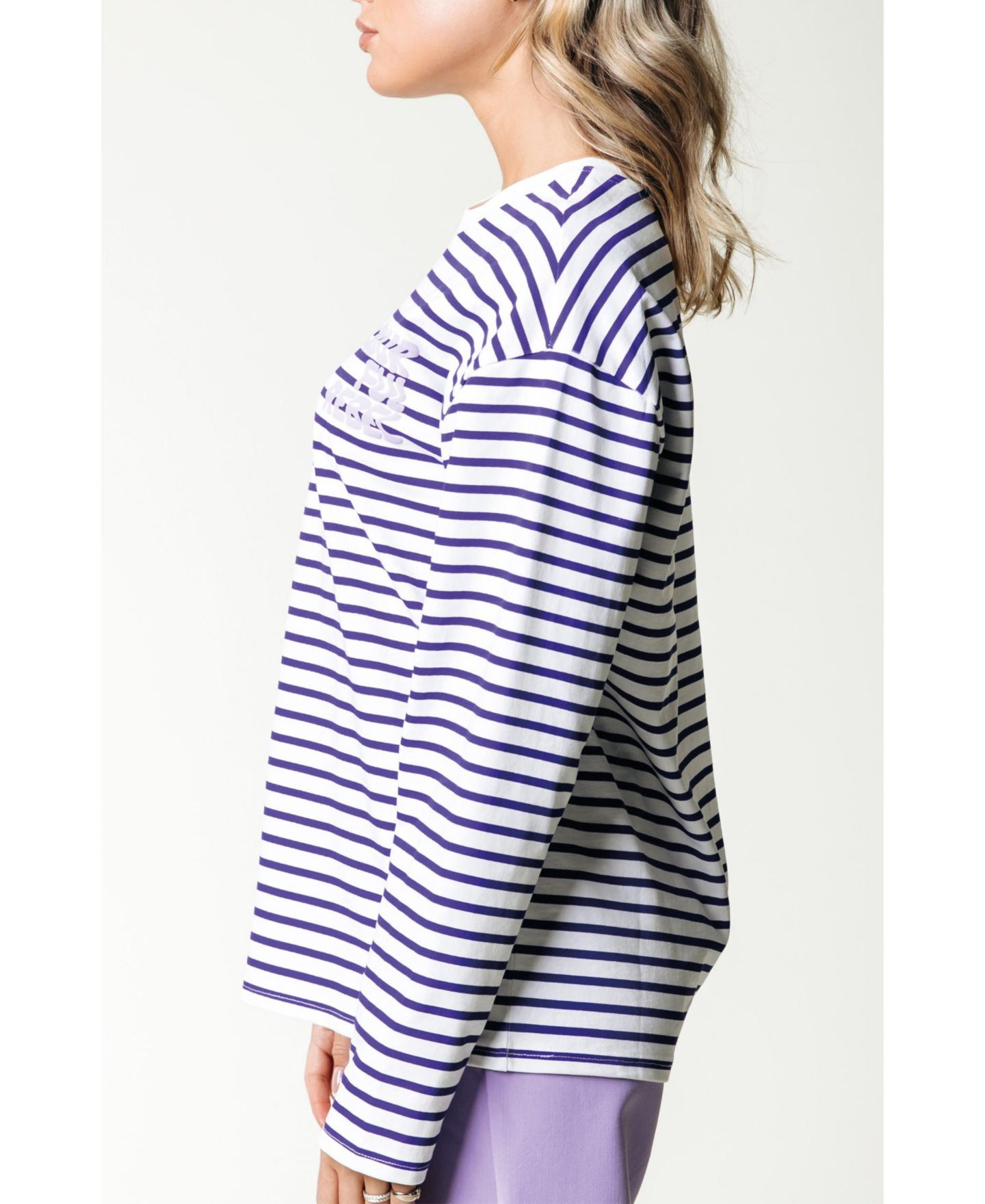 Женская футболка Colourful Rebel Logo Wave Stripe Longsleeve, цвет: Фиолетовый — фото 3