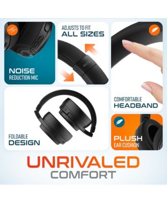 M101D Active Noise Canceling Bluetooth Headphones , Wireless Over Ear Bluetooth Headsets with Microphone, Ergonomic Design and Comfort Fit Ear Cups for Home/Office/Travel - Black