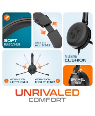 Delton 32Y Wired Computer Headset, MS Teams Compatible, Stereo Headphones With Dual Noise-Cancelling Microphones, In-Line Controls, On-Ear USB Headset for PC, Laptop - Black