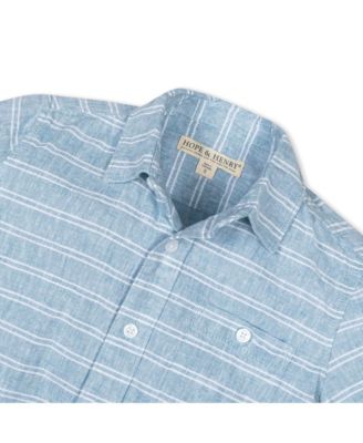 Boys Linen Short Sleeve Button Down Shirt