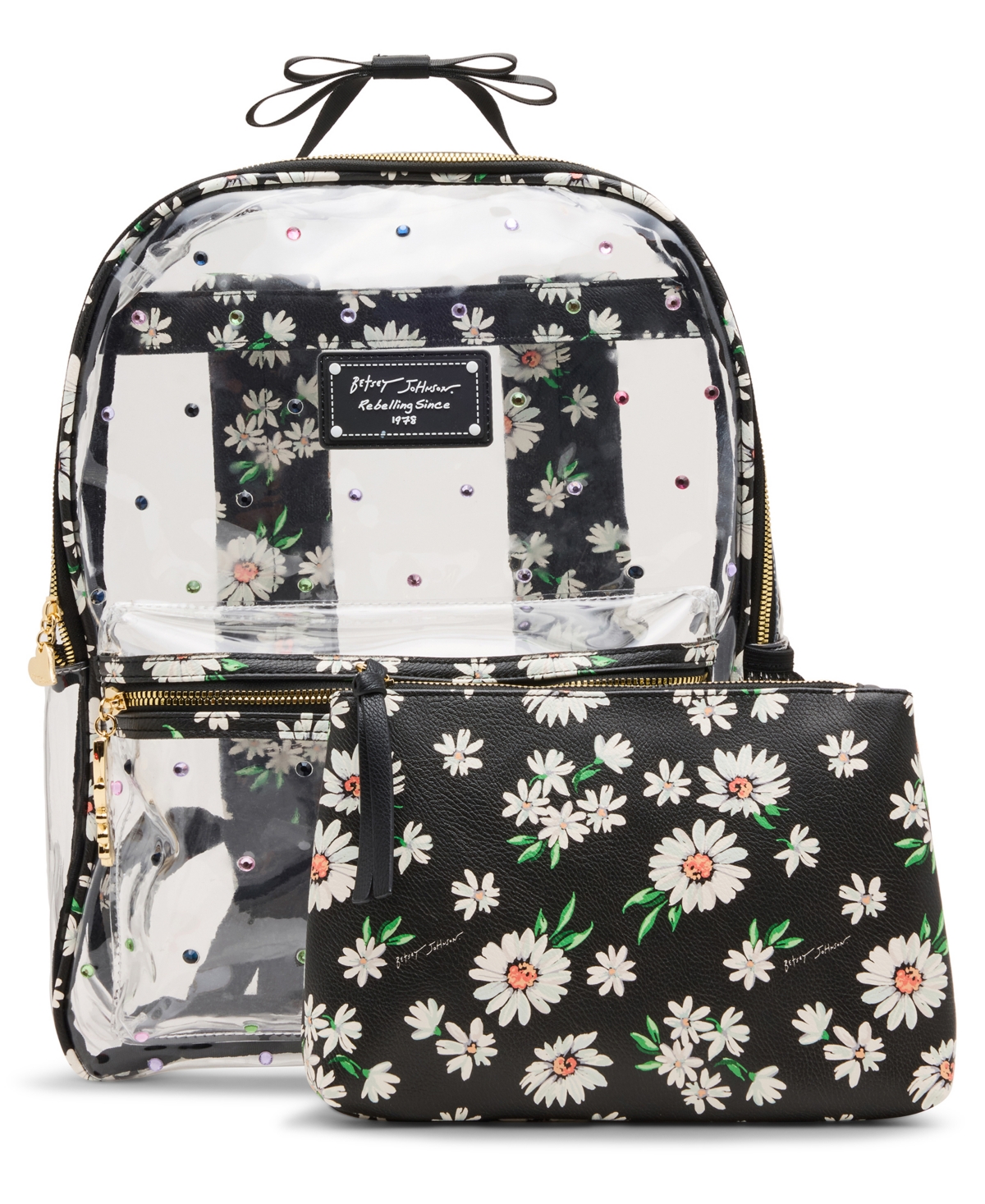 Wild Child Clear Large Backpack with Pouch - Leopard