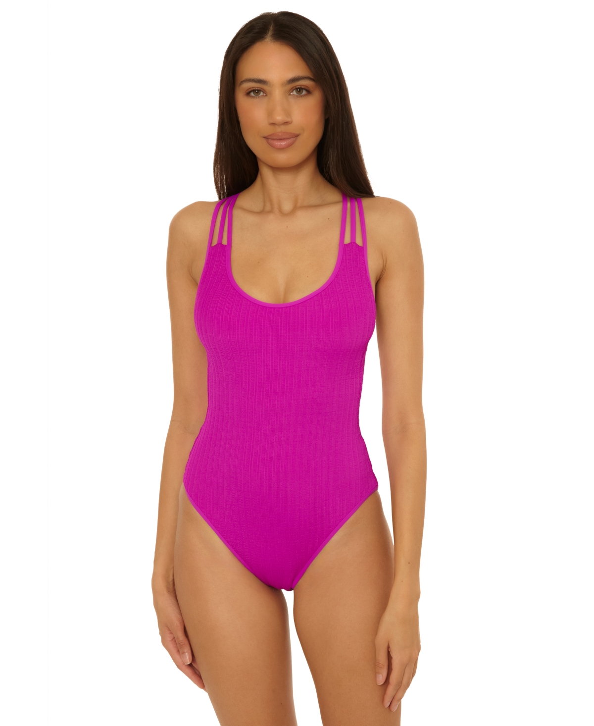 Becca Women's Crinkle Crush Strappy-back One-piece Swimsuit In Purple