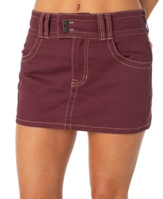 Juniors' Double-Button Contrast-Stitch Mini Skirt
