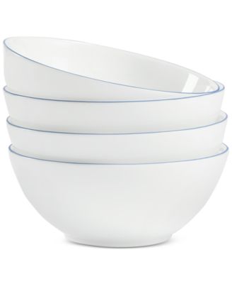Arch Studio - Opal Glass Blue Rim Coupe Cereal Bowl, Set of 4