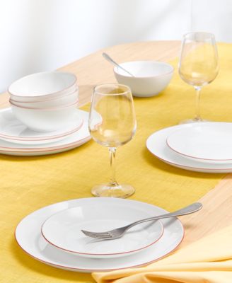 Opal Glass Rust Rim 12 Pc. Dinnerware Set, Service for 4, Exclusively at Macy's