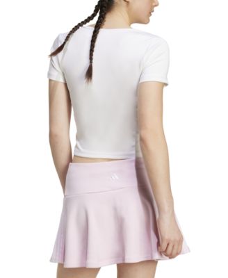 Women's Surplice-Neck Three-Stripes Short-Sleeve T-Shirt 