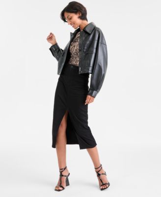 Women's Flaminia Cropped Faux-Leather Jacket