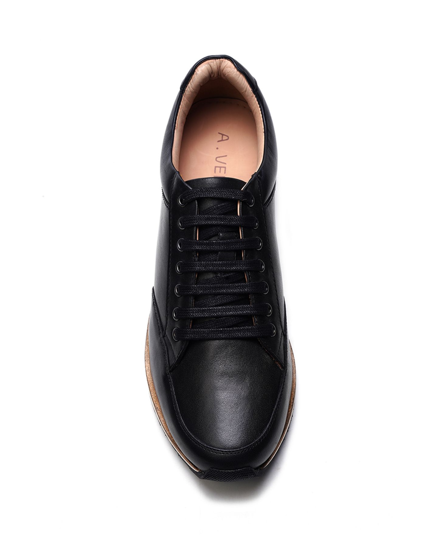 Мужские кроссовки A. Veer Brooklyn Leather Round-Toe, цвет: Чёрный кожаный — фото 4