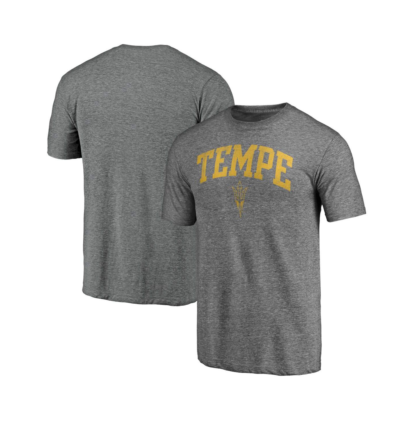 Мужская футболка Fanatics Mto Label Heather Gray Arizona State Sun Devils Arched City Tri-Blend — фото 1