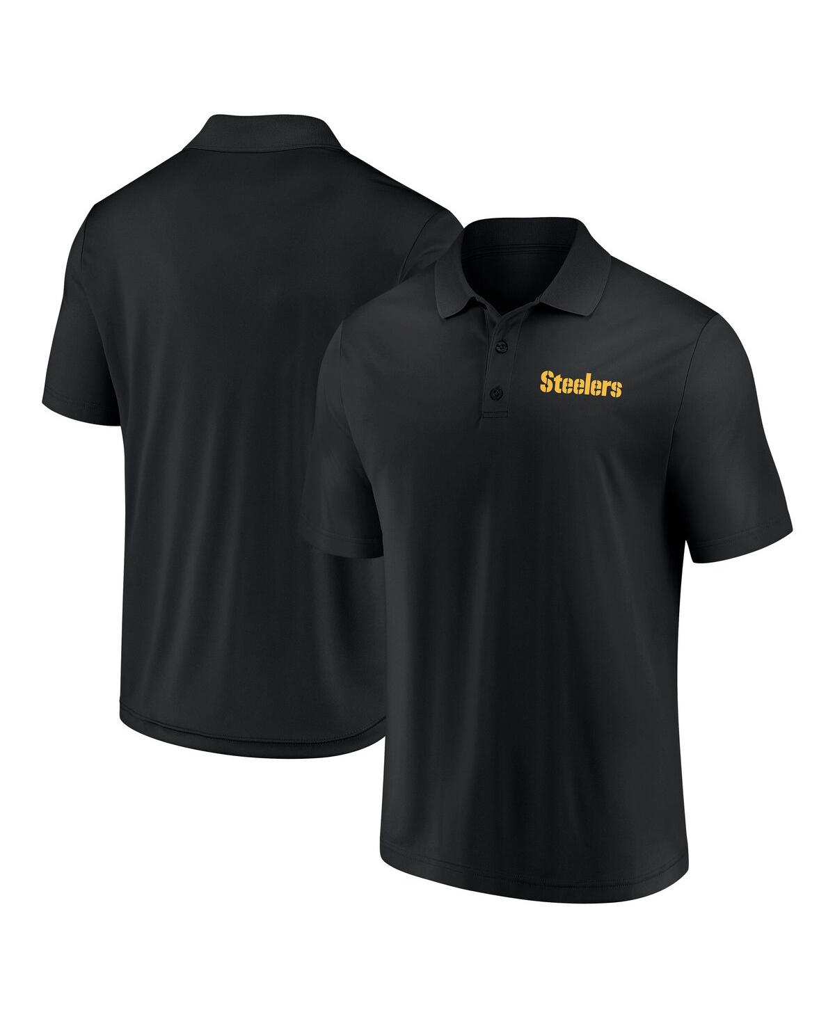 Men's Black Pittsburgh Steelers Push Back Polo Shirt - Black