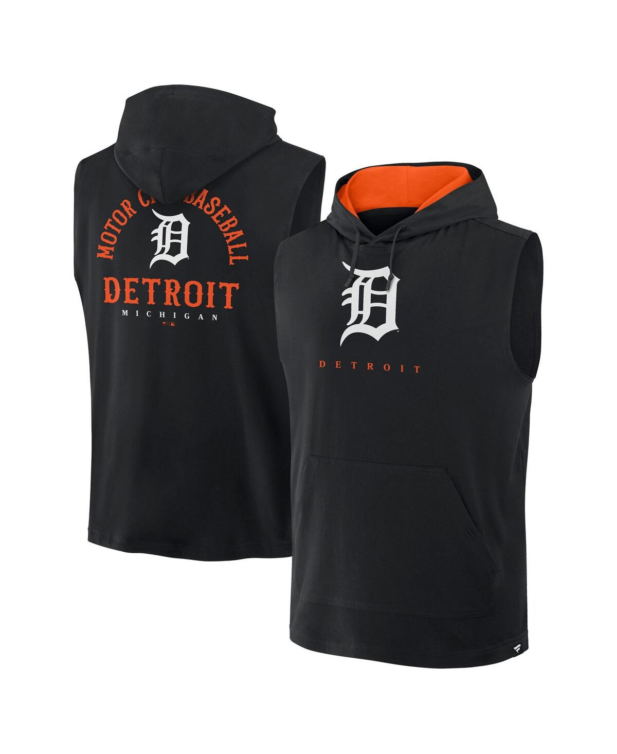 Fanatics Men's Black Detroit Tigers Fire Speed Sleeveless Pullover Hoodie - Black