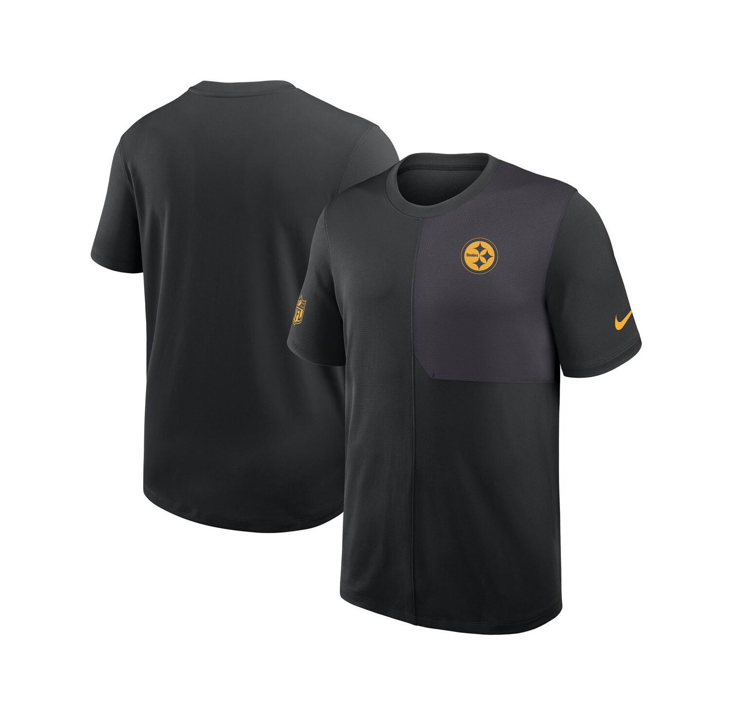 Men's Black Pittsburgh Steelers Sideline UV Performance Coach Shirt