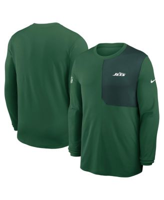 Nike - Men's Green New York Jets Sideline Coach UV Performance Long Sleeve T-Shirt