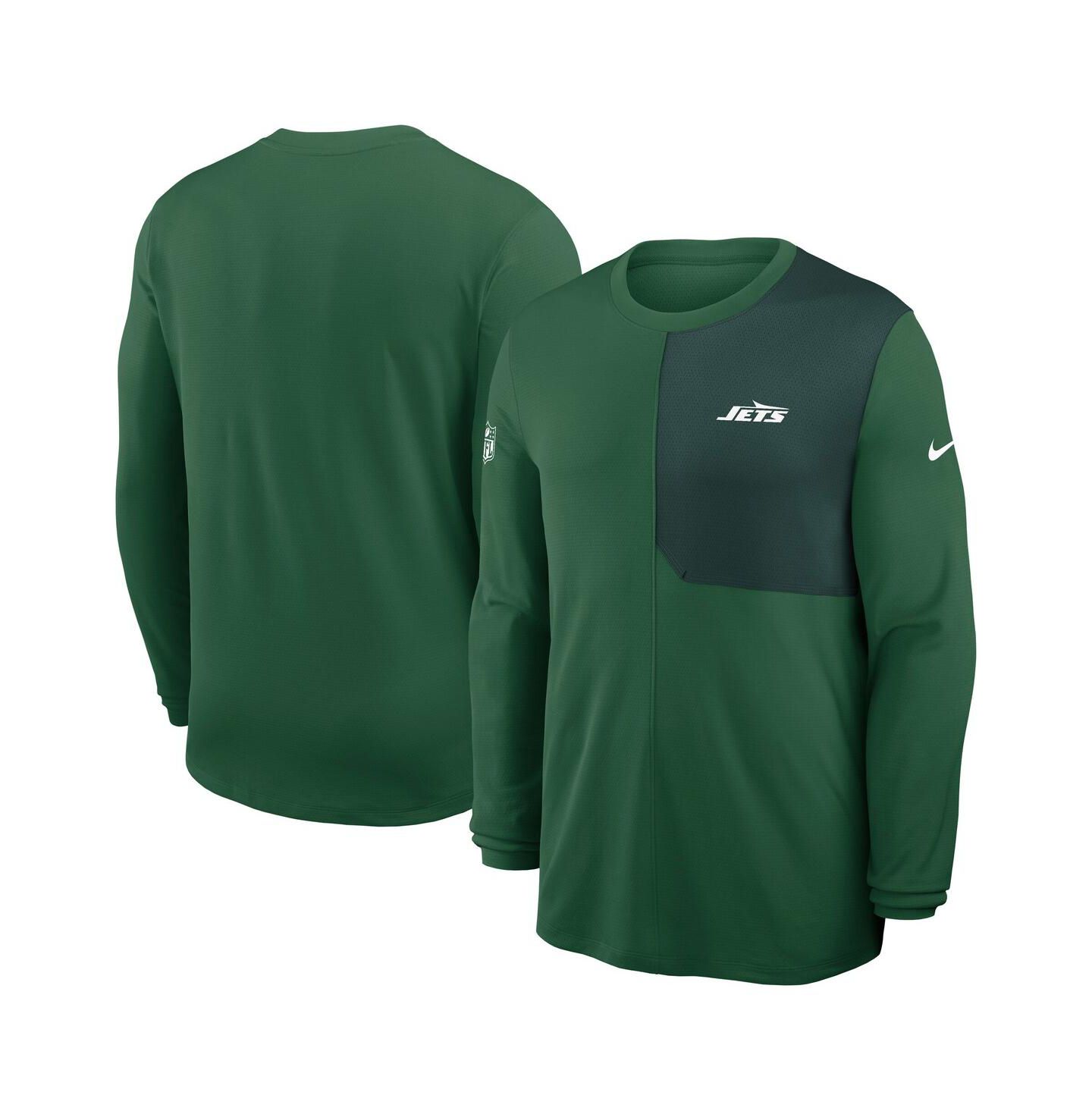 Мужская футболка Nike Green New York Jets Sideline Coach UV Performance Long Sleeve — фото 1