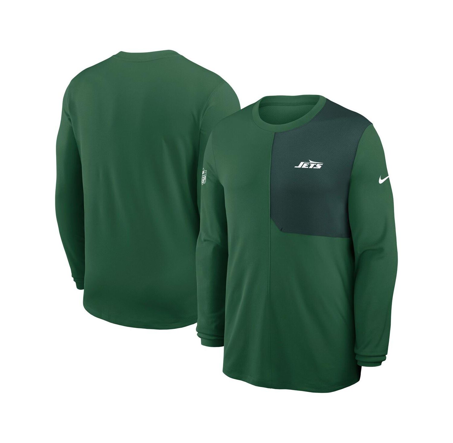 Men's Green New York Jets Sideline Coach UV Performance Long Sleeve T-Shirt