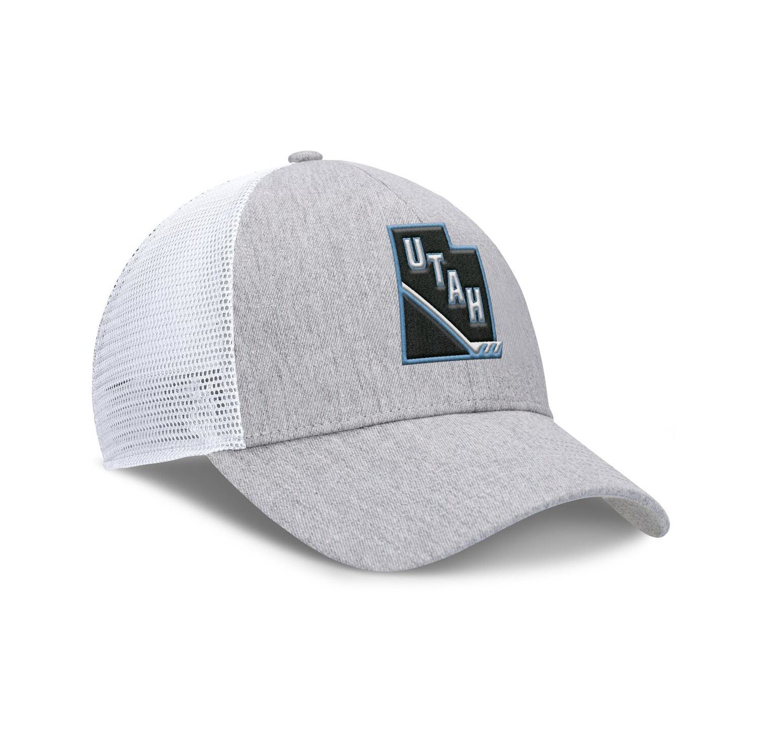 Men's Gray/White Utah Mammoth Utah Badge Trucker Adjustable Hat
