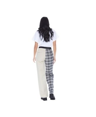 Women's Mixed-Pattern Wide Leg Trouser