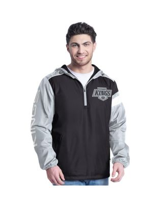 G-III Sports by Carl Banks - Men's  Men'sBlack/Silver Los Angeles Kings Lateral Half-Zip Hoodie Jacket