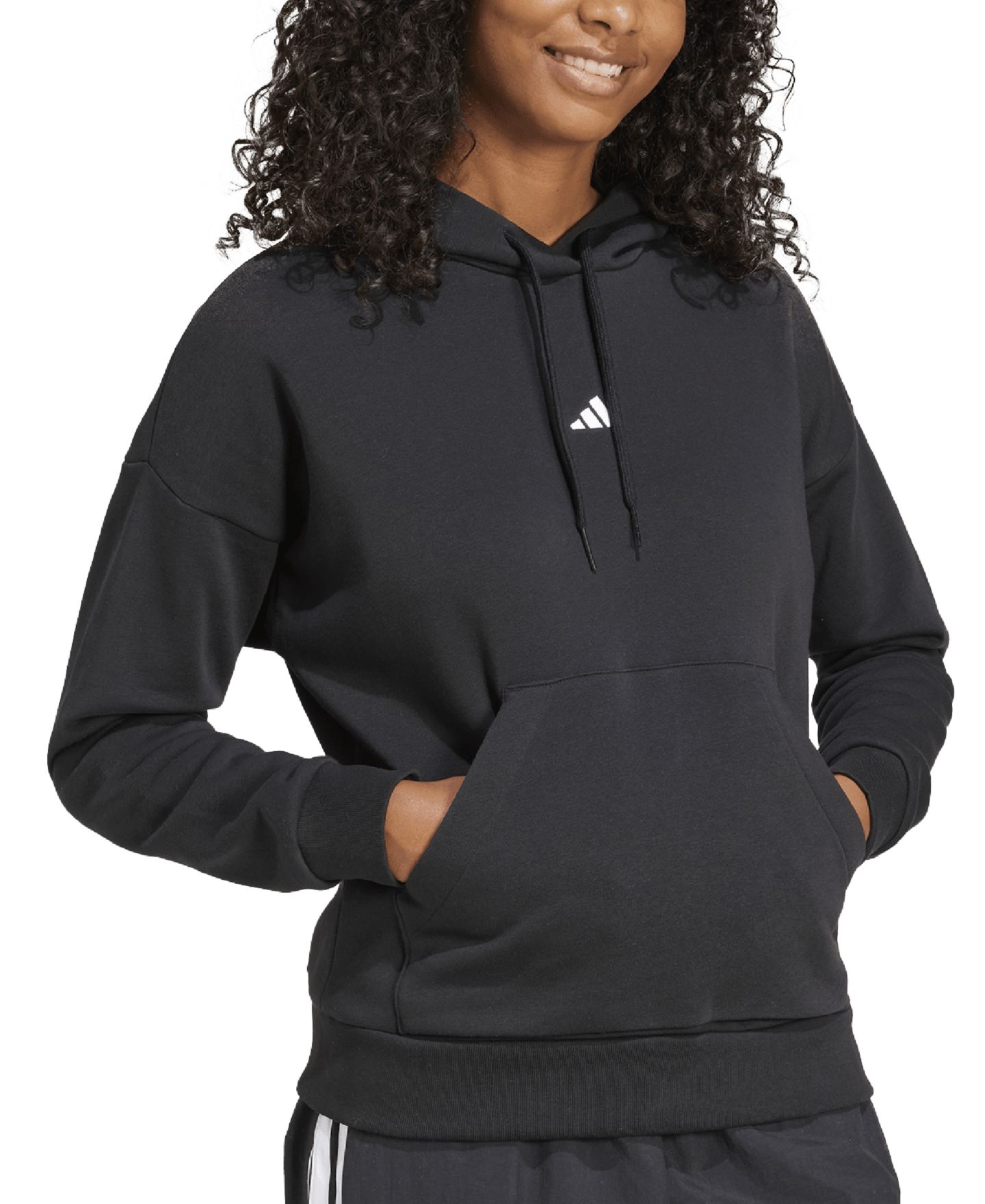 Женское худи adidas Essentials Long-Sleeve Logo, цвет: Чёрный / Белый — фото 4