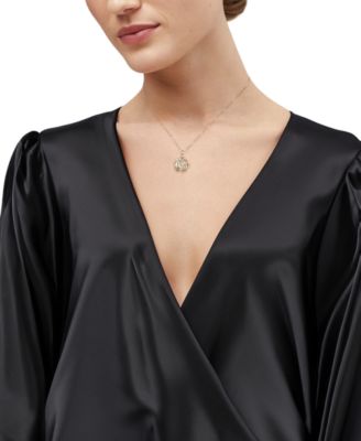 Polished Rose Three Dimensional 18" Pendant Necklace in 14k Gold