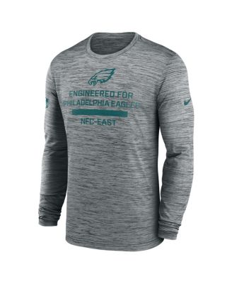 Men's Gray Philadelphia Eagles Sideline Velocity Performance Long Sleeve T-Shirt