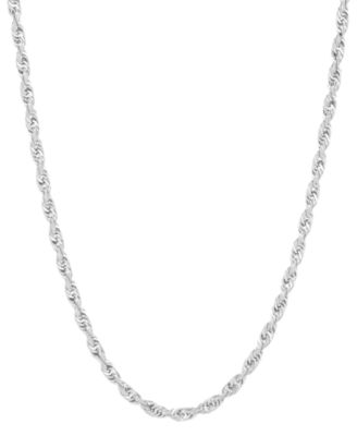 Italian Gold - Rope Chain 18" Collar Necklace in 14k White Gold