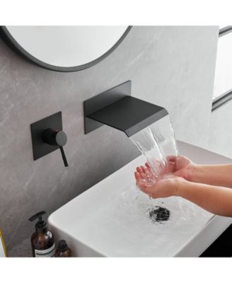 Single Handle Wall Mount Spout Waterfall Bathroom Faucet