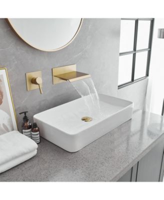 Single Handle Wall Mount Spout Waterfall Bathroom Faucet