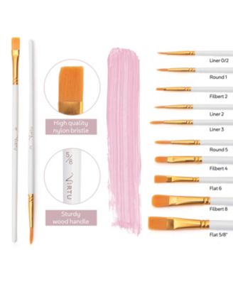 34-PC Acrylic Paint Set -  24 Colors (12ml) Acrylic Craft Paint,  2 Canvases, 5 Paint Brushes, Painting Pallet, Painting Knife, and 1 Sponge