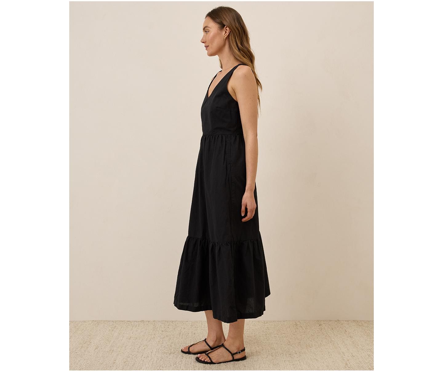 Женское платье Pact Organic Cotton Canopy Linen Blend Easy Tank Dress, цвет: Чёрный — фото 4