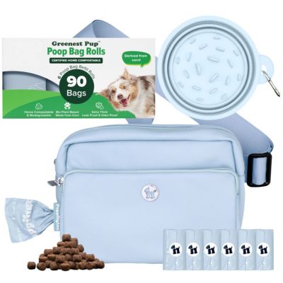 Walk Star Kit: 3-in-1 Dog Walk Bag & Bowl plus Matching 90 Refill Dog Poop Bags