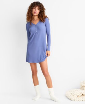 State of Day - Women's Heather Rib-Knit Henley Sleepshirt