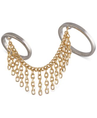 French Connection - Two-Tone Two Finger Fringe Ring