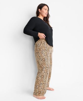 Women's Leopard Knit Pajama Pants, Macy's Exclusive 