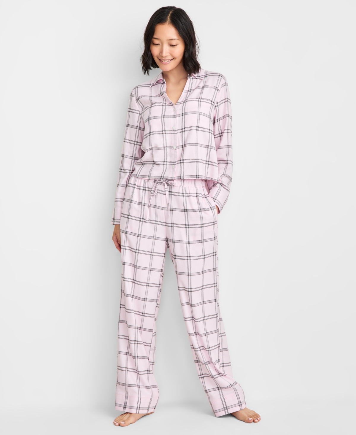State Of Day Women's Candy Stripe Flannel Pajama Set, Macy's Exclusive