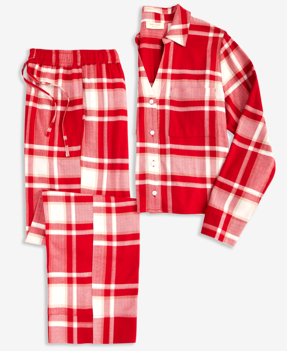 State Of Day Women's Flannel Pajama Set, Macy's Exclusive In Multi