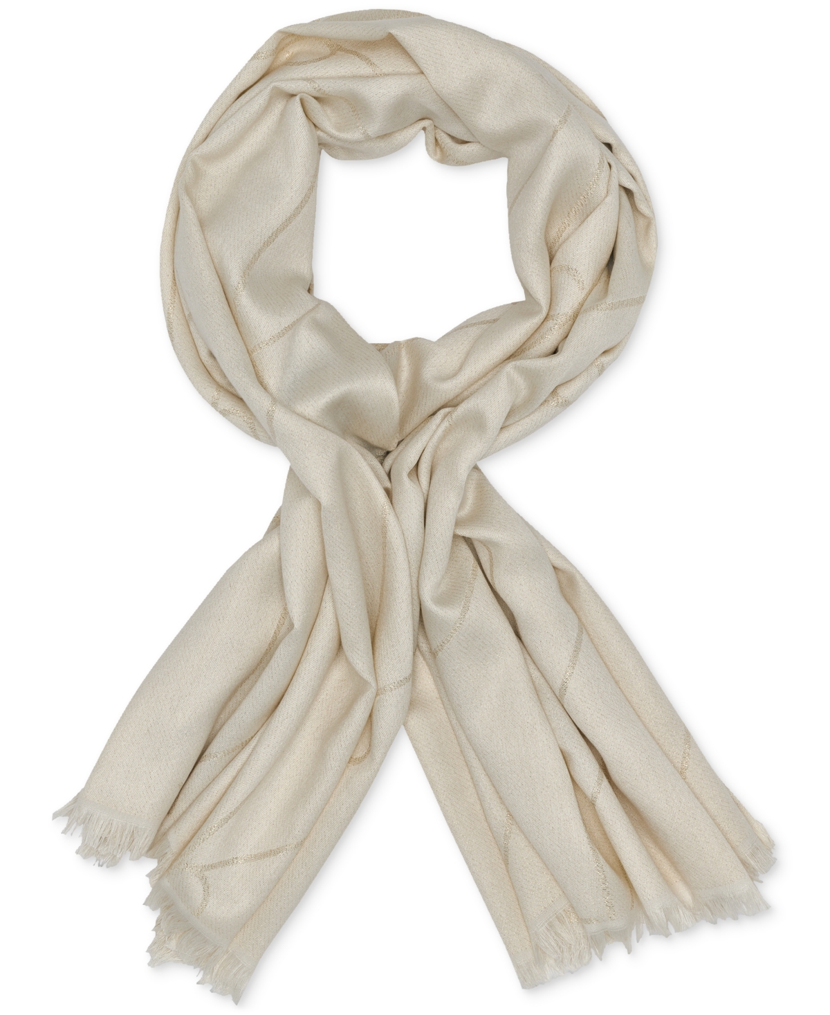 Diagonal Metallic Logo Scarf - Eggshell