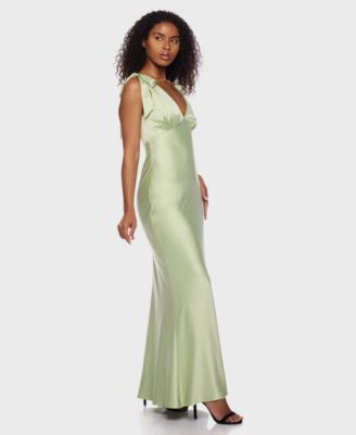 Juniors' Sleeveless Satin Maxi Dress