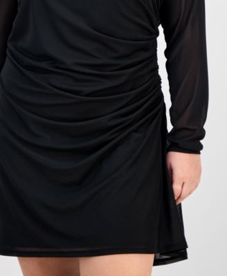Trendy Plus Long-Sleeve Mesh Mini Dress, Macy's Exclusive