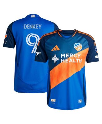 adidas - Men's K&eacute;vin Denkey Blue FC Cincinnati 2025 Orange and Blue Legacy Kit Authentic Player Jersey