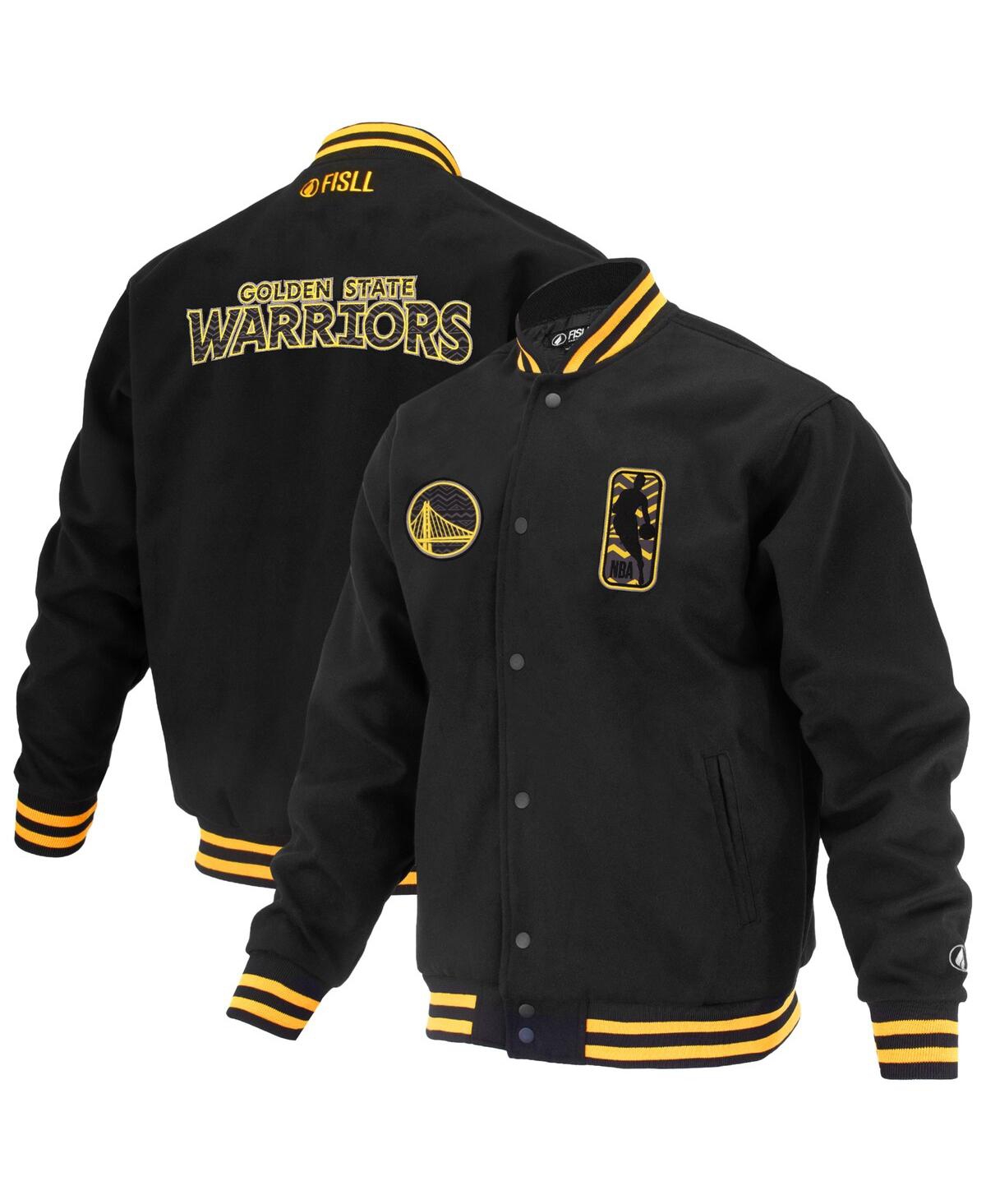 Men's and Women's Black Golden State Warriors Logoman Shadow Collection Full-Snap Varsity Jacket - Black