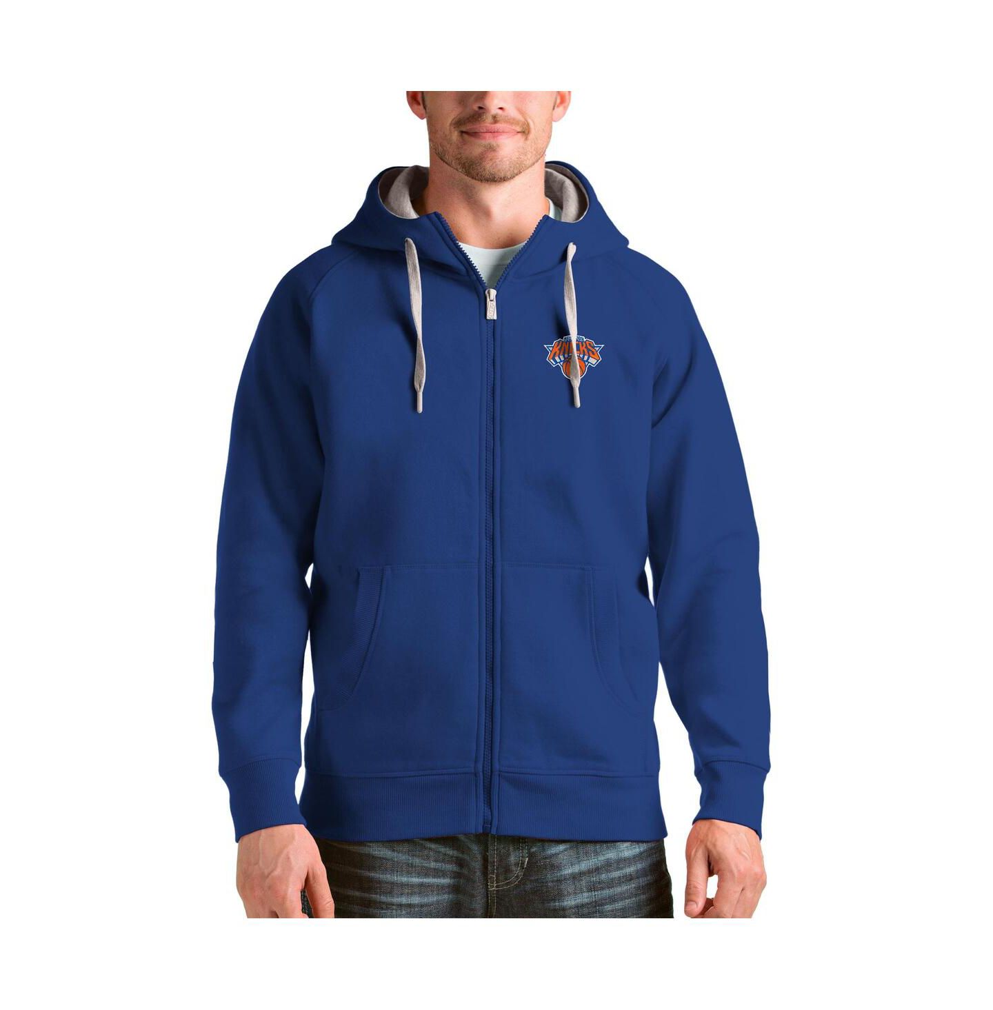 Мужское худи Antigua Royal New York Knicks Logo Victory Full-Zip — фото 1